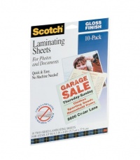 Scotch® Self-Sealing Laminating Pouches LS854-10G, Gloss Finish, Letter Size (Pack of 10)