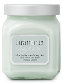 Laura Mercier Crème de Pistache Soufflé Body Crème is an ultra-whipped scented body crème that provides luxurious all-day moisture protection without being too heavy or greasy. Vitamins A, C and E are powerful antioxidants that smooth and protect the skin, while Pistachio Butter moisturizes the skin. Crème de Pistache is a decadent blend of gourmande ingredients inspired by the nutty aromas of pistachio desserts.