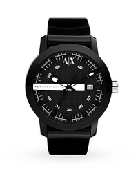 Armani Exchange encourages you to embrace your sporty side with this glossy rubber watch. Boldly styled and designed for maximum durability, it's a game changer.