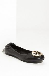 Classic Reva Ballet Flat Black with Gold Logo Size 7