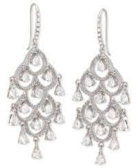 Reach for the glamour. Carolee's chandelier earrings are crafted from silver-tone mixed metal with glass crystals and stones providing a lustrous touch. Approximate drop: 2-1/8 inches.