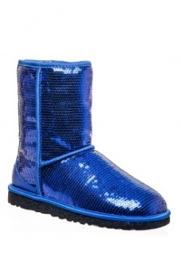 UGG Australia Womens Classic Short Sparkles Boot Blue Size 8