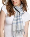 Burberry Giant Check Cashmere Scarf in Dove Blue Check