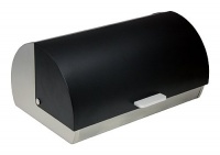 ZUCCOR Genoa Brushed Stainless Steel Bread Box w/ Black Polystyrene Front Cover