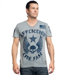 The need for speed. This graphic t-shirt from Affliction accelerates your casual style.