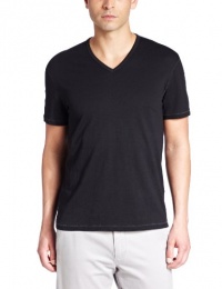 John Varvatos Men's Star USA Short Sleeve V-Neck Tee, Black, Medium