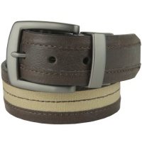 Columbia Men's Reversible 38 mm Leather with Canvas Inlay Belt with Easy Twist Buckle (38, Tan Canvas/Brown Leather reverses to Solid Black Leather)