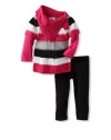 Nannette Baby-Girls Infant 2 Piece Striped Sweater Set, Pink, 18 Months