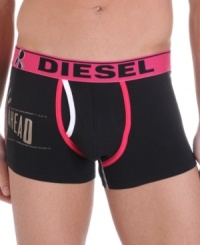 Boxer briefs that say a little something extra: Diesel's Darius Boxer Trunk with a slogan printed on the right hip.