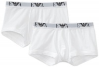 Emporio Armani Men's Cotton Stretch 2 Pack Trunk, White, Medium