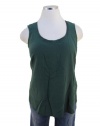 Eileen Fisher Light Balsam Green Silk Crepe De Chine round Neck Shell Tank Shirt