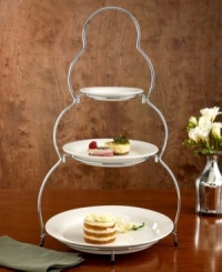 Make a grand display on your next buffet with this 3-tiered server from Godinger. This beautiful server includes three porcelain plates in graduaed sizes.