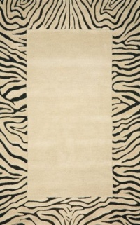 Liora Manne Seville Zebra Border Hand Tufted Rug, 5 by 8-Feet, Neutral