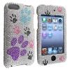 eForCity Snap-On Case for iPod touch 2G/3G (Silver/Color Dog Paw Bling)