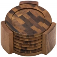 Lipper International Coasters, Acacia, Set of 6