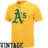 Oakland Athletics -Gold- Cooperstown Throwback Official Logo T-Shirt