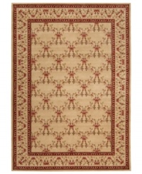 Outfit your home in old-world elegance. A wonderfully ornamental European-inspired motif with vines and blossoms gives this hand-carved wool rug a look of fine-tuned beauty. Soft and inviting in warm beige, the rug is an inspired choice for living areas and dining rooms.