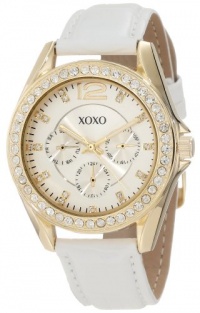 XOXO Women's XO3354 Rhinestones Accent White Strap Watch