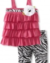 Sweet Heart Rose Baby-Girls Infant Tiered Zebra Bike Short Set, Pink/Black/White, 24