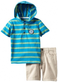 Calvin Klein Boys 2-7 Hooded Tee With Short, Blue/Green, 4T