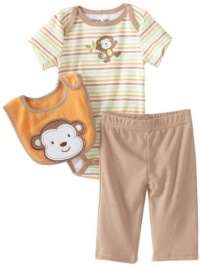 Kids Headquarters Baby-boys Newborn Take Me Home Monkey Print 3 Piece Set, Orange/Brown, 3-6 Months