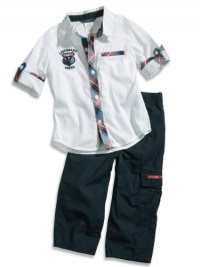 GUESS Kids Baby Boy Shirt and Cargo Set (12-24M), WHITE (12M)