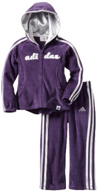 Adidas Girls 2-6X ITG Pirouette Princess Velour 2 Piece Set, Dark Violet, 3T