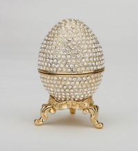 Swarovski Crystals! Faberge Egg Box with Ring Insert 24K Gold Jewelry Box Figurine