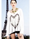 Lauren Moshi Womens Angel Large Color Orchid Heart Oversized Cape Tee - White - X-small/Small