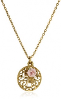 The Vatican Library Collection Porcelain Rose Double Cross Necklace