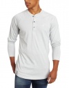 LRG Men's Core Collection Long Sleeve Raglan Henley, Light Ash Heather, Medium