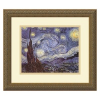 The Starry Night Framed Wall Art by Vincent van Gogh - 16.12W x 14.12H in.