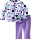 Young Hearts Baby-Girls Infant 2 Piece Polka Dotted Polar Fleece Jacket Set