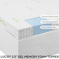 2.5 Lucid by LinenSpa Gel Infused Ventilated Memory Foam Mattress Topper with Removable Bamboo Cover, FULL