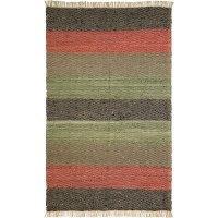 St. Croix Trading LCD2007 Striped Leather Woven Reversible Small Rug, Black