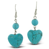 Trendy Heart Shaped Turquoise Drop Dangle Earrings