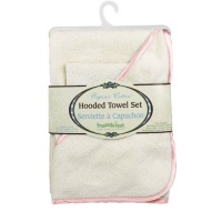 Bumkins Organic Cotton Hooded Towel Set - Rose Satin Trim