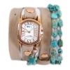 La Mer Collections - Natural Turquoise Nude Leather Wrap Watch