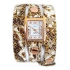 La Mer Collections - Simple Brown White Flower Print Leather Wrap Watch