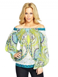 GUESS by Marciano Paula Paisley Off-the-Shoulder Top, MULTICOLORED (SMALL)