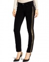 Isaac Mizrahi Women's Samantha Skinny With Tuxedo Stripe, Black/Gold, 6