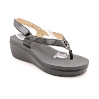 Calvin Klein Women's Wyomi Two Tone Patent Flatform Wedge Sandals