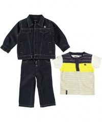 LRG - Kids Baby-boys Infant Explorers 3 Piece Set, Raw Indigo, 12