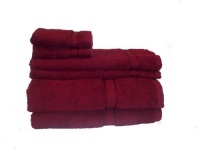 Prestige 100-Percent Egyptian Cotton With Rayon Dobby 6-Piece Towel Set, Lipstick