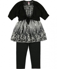 Beautees Cheery Blossom 3-Piece Outfit (Sizes 7 - 16) - black, 12 - 14