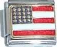 United States Flag Italian Charm Bracelet Link