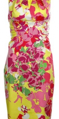 Printed Cotton Stretch Side Ruched Dress