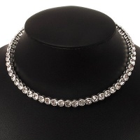 Silver Plated Clear Swarovski Flex Choker Necklace