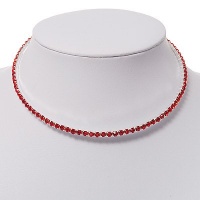 Thin Swarovski Crystal Choker Necklace (Hot Red)