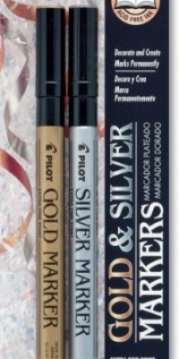 Pilot Gold and Silver Metallic Permanent Markers, Extra Fine Point, Set of 2 Markers (41400)